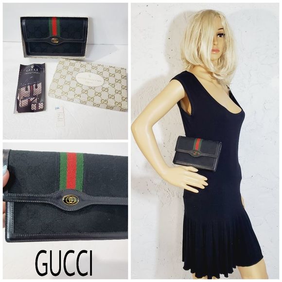 Gucci collectors Piece 80s authentic Vintage ophidia web black clutch - Picture 3 of 16